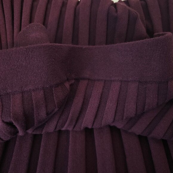 A New Day Skirt Womens Extra Large Burgundy Oxblood Knit Pleated Rolled Hem Midi - Picture 9 of 12